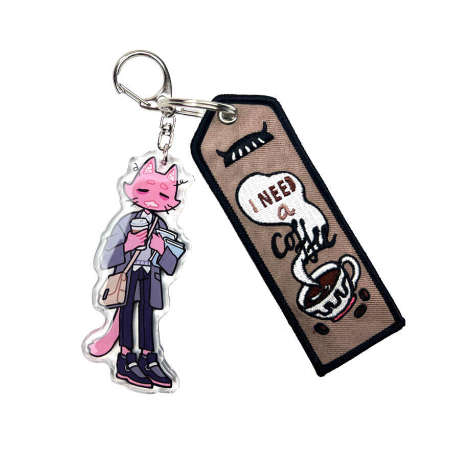Keychain: Coffee Cat