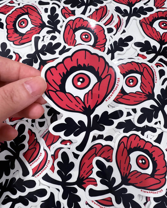 Clear Sticker: Poppy Flower